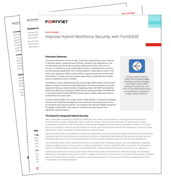 Seamless FortiSASE integration with SD-WAN and FortiGate NGFW